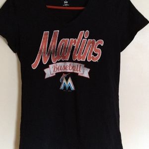 Florida Marlins black v- neck t-shirt